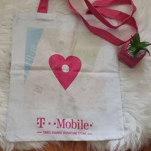 Tmobile Time Square Reusable White Heart Tote Bag